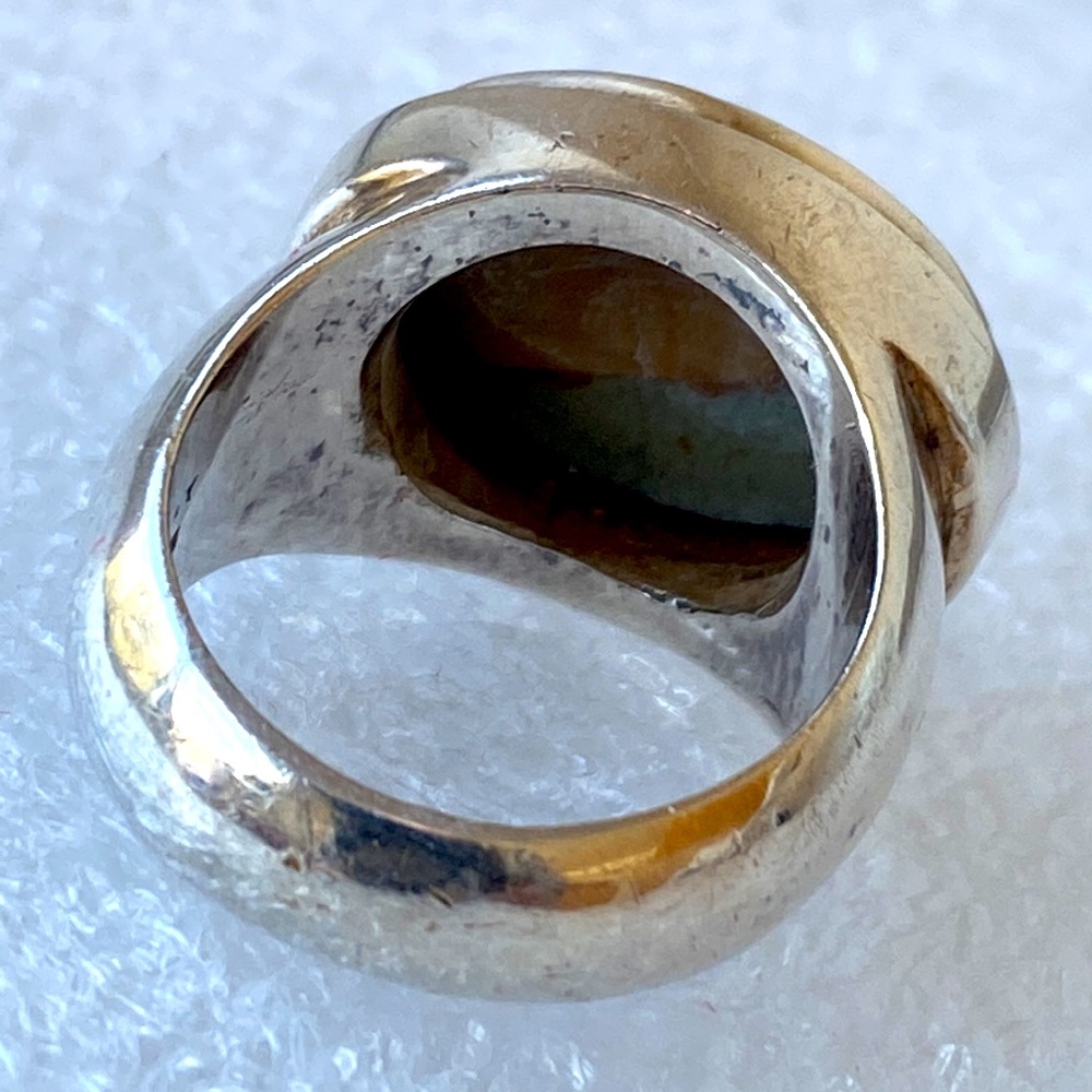 Solid Sterling Silver Agate? Ring S 6.5 - image 6